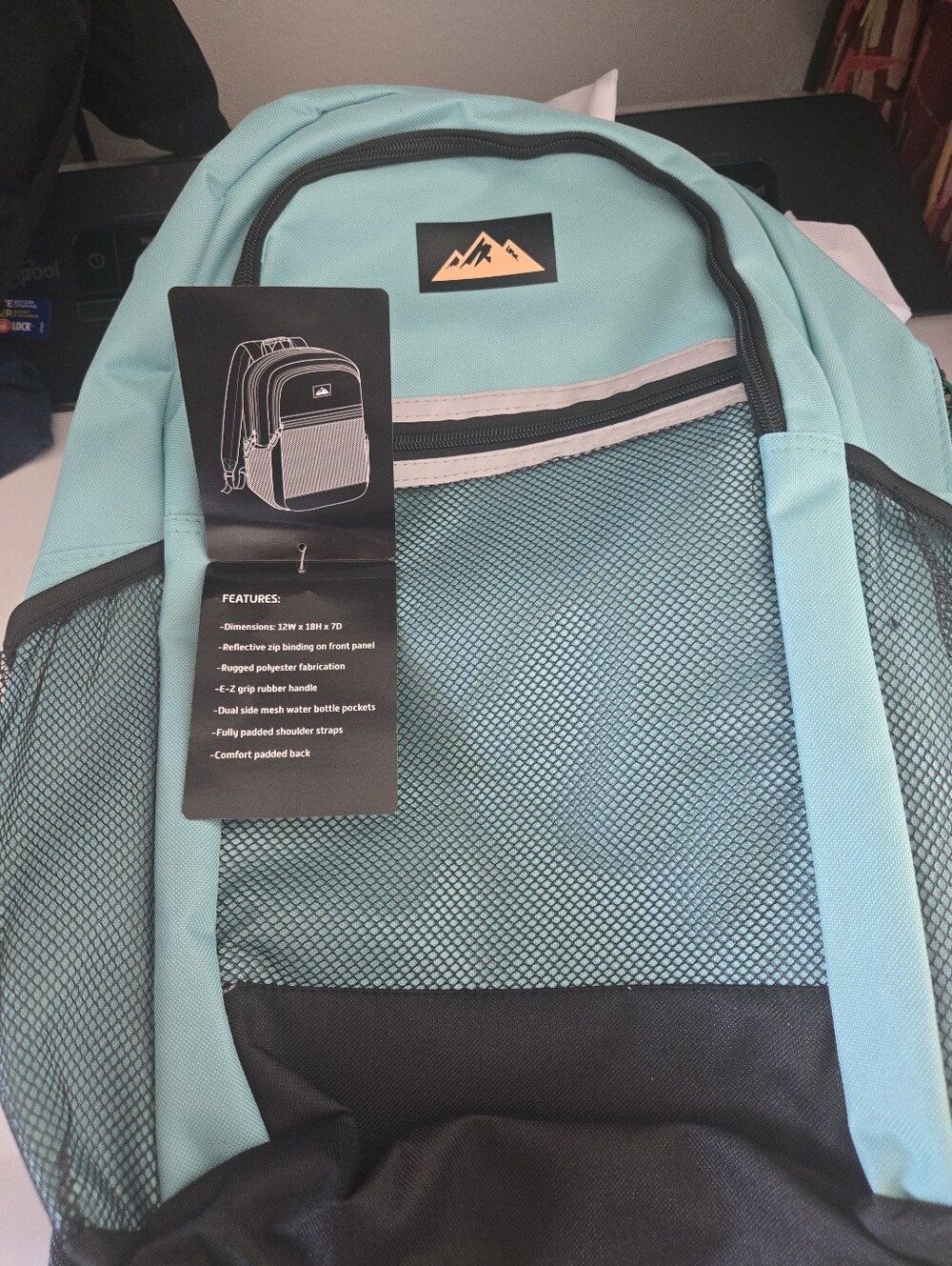 Summit Ridge blue backpack with reflective zip binding, rugged poly - Picture 2 of 2